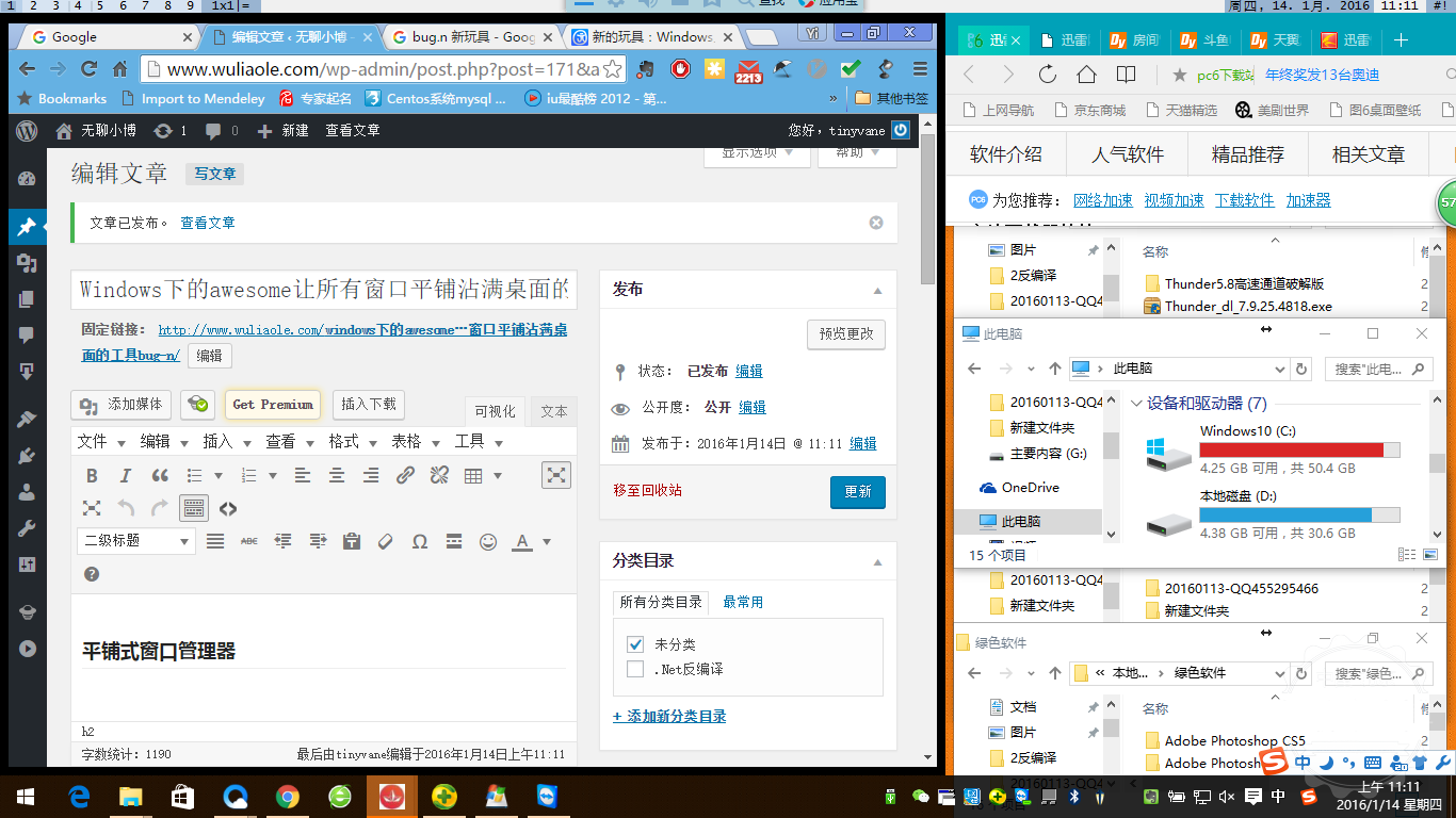 My bug.n desktop layout