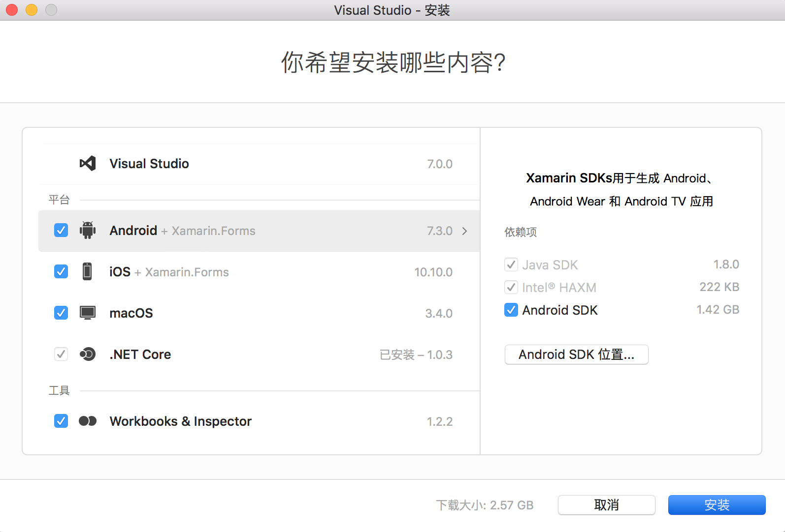 VS for mac 出现.net core项目