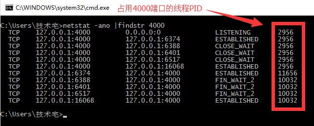 netstat命令查看端口占用情况